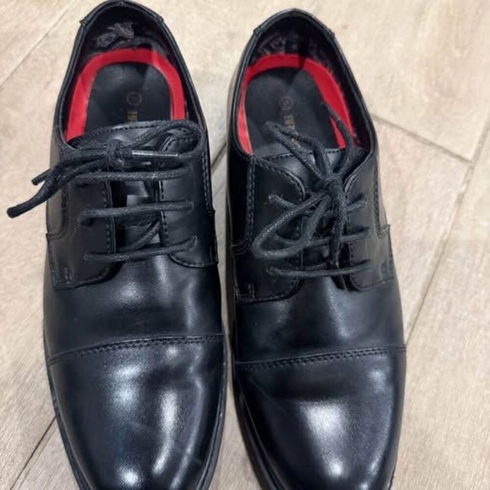 Boys Bruno Marc Black Leather Lace-Up Dress Shoes